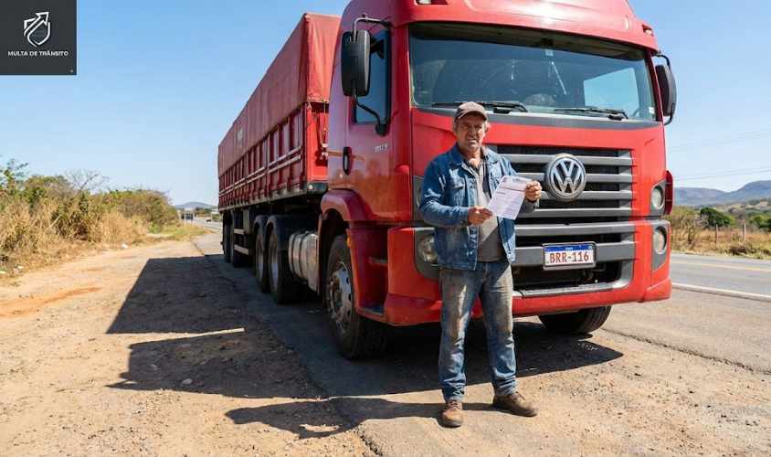 Motorista de caminhão recorrendo multa de trânsito