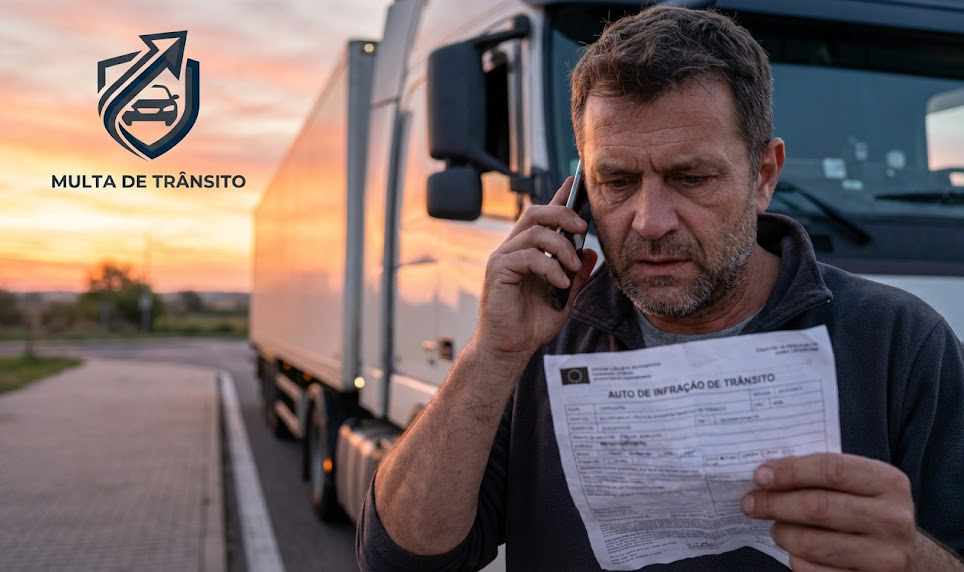 Caminhoneiro recorrendo multas em São Paulo