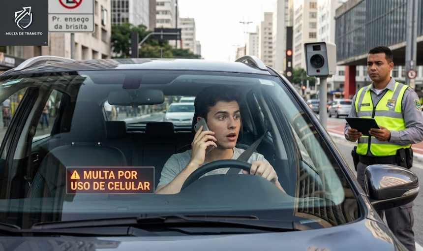 Multa por dirigir falando ao celular